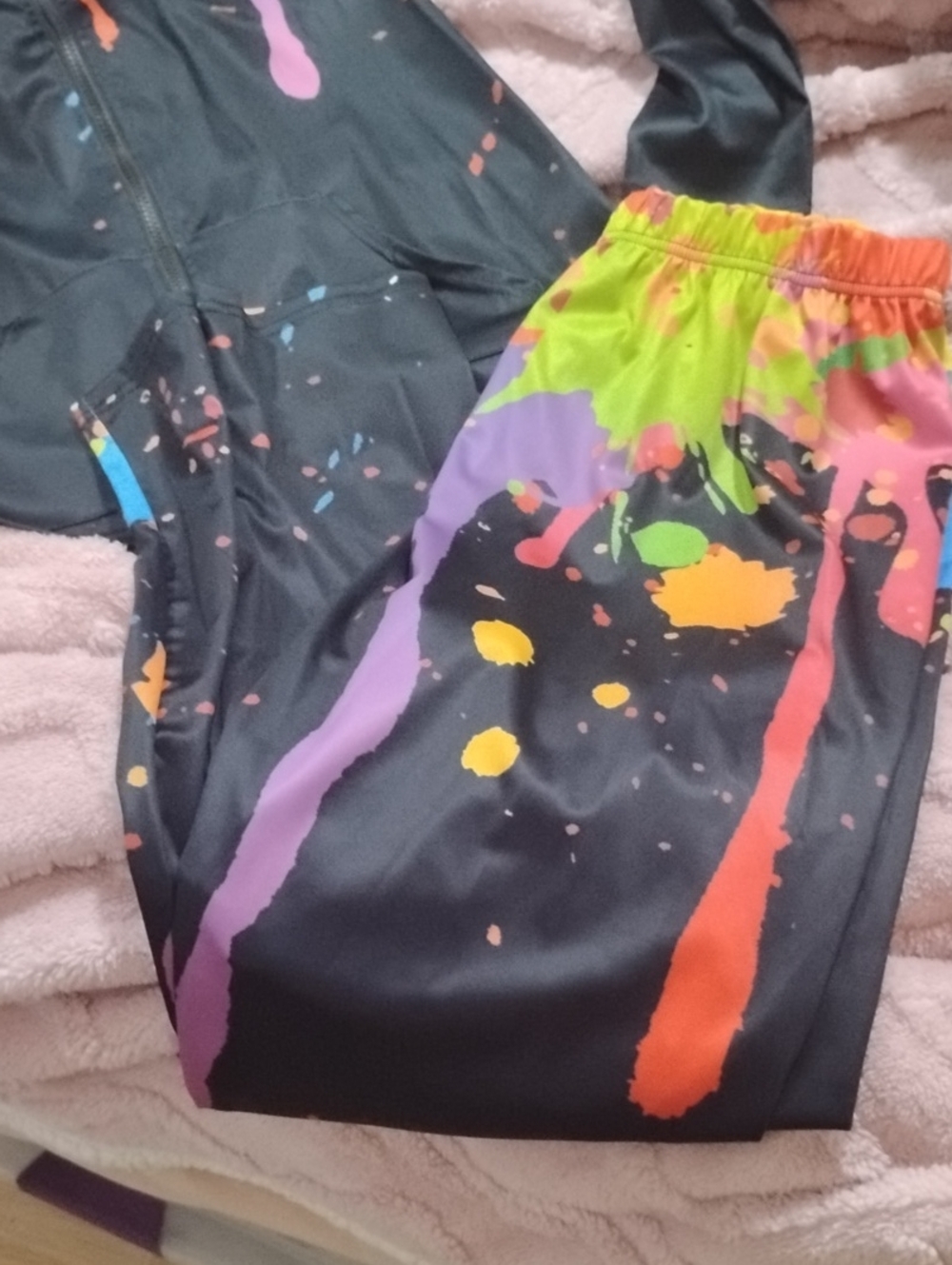 Kids Black Paint-Splash Jogger Pants - Multicolor